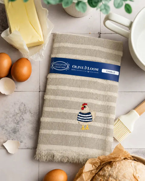 Hand-Stitched Chicken Tea Towel