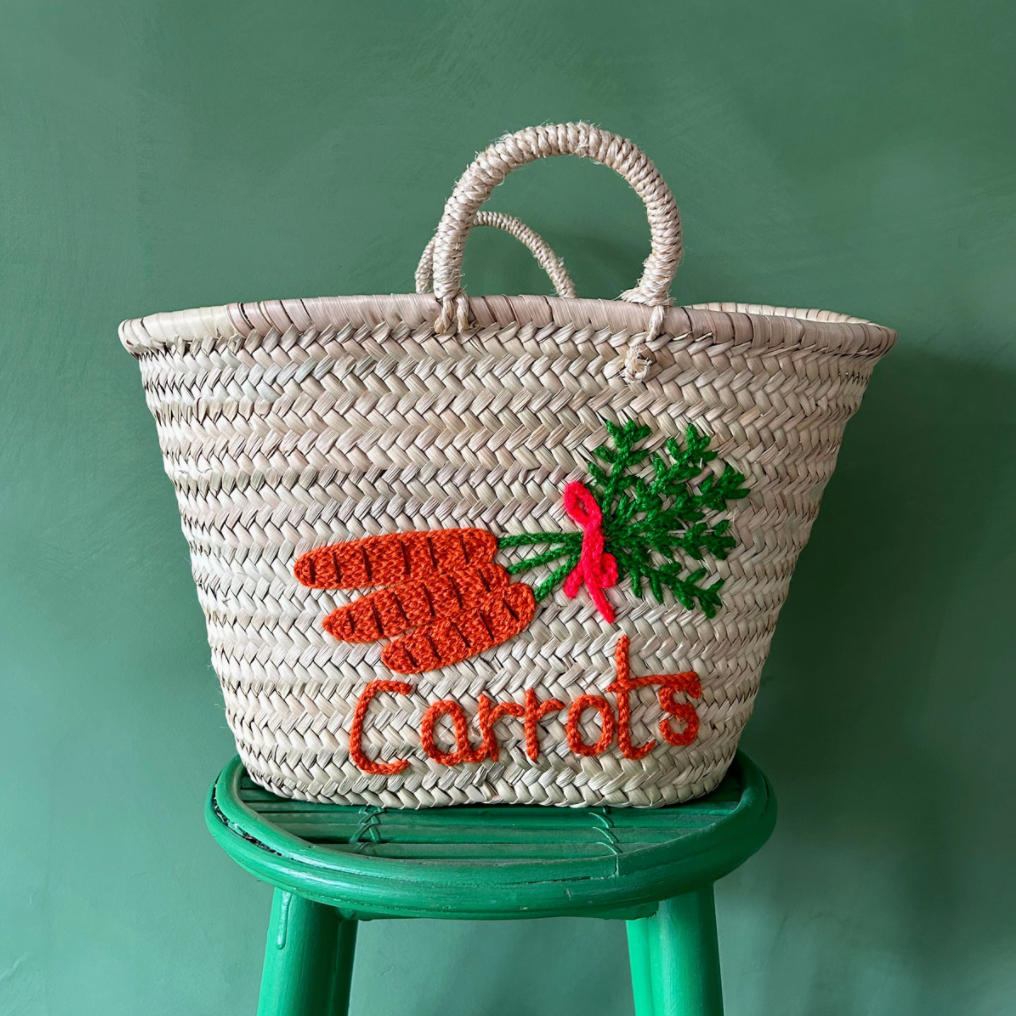 Hand Embroidered Market Basket