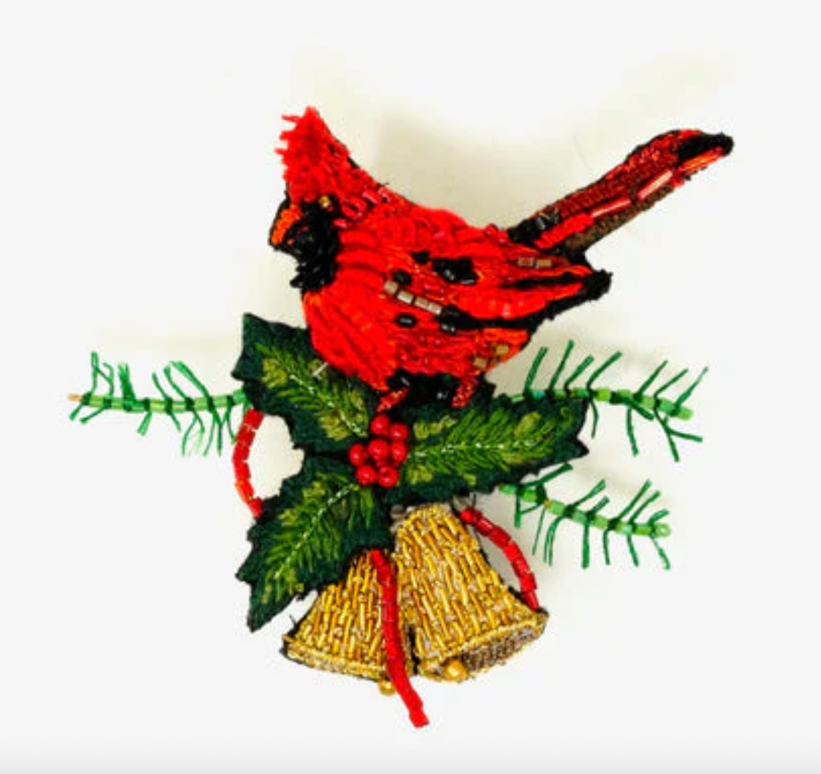 Christmas Cardinal Beaded Pin