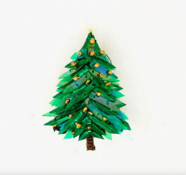 Christmas Tree Beaded Pin