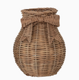 Hand-Woven Rattan Vase with Bow & Glass