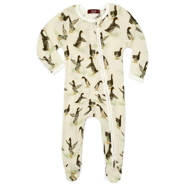 Duck Zipper Footed Romper