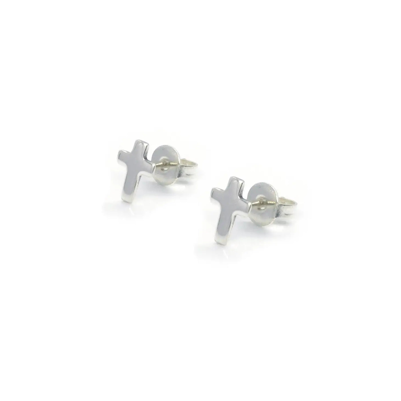 Mini Polished Cross Earrings