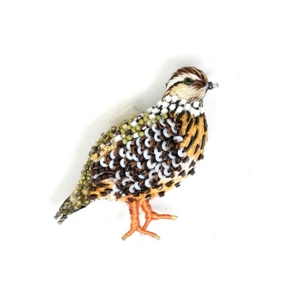 Fool Quail Beaded Pin