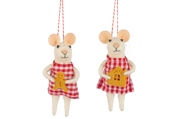 Gingham Mouse Felt Ornament