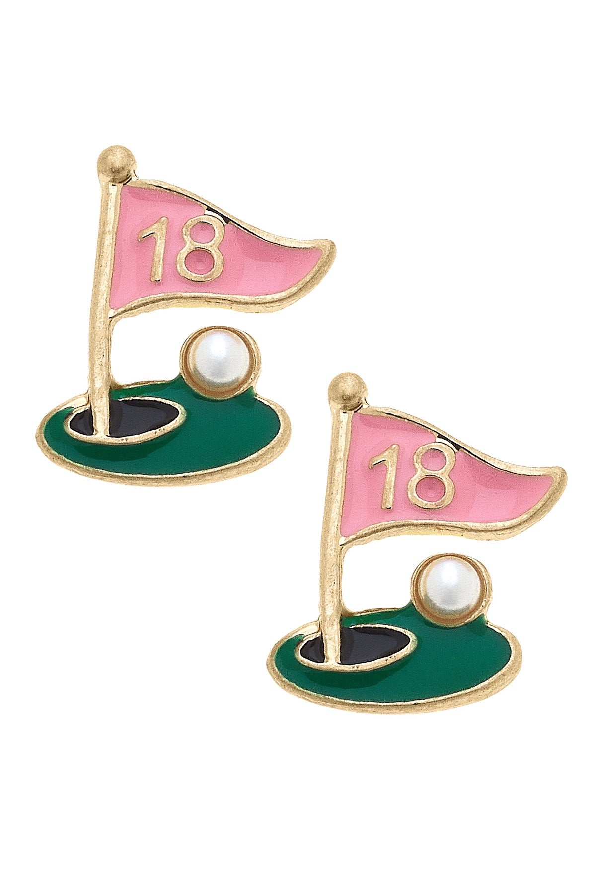 18th Hole Enamel Earrings