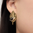 Porcelain Hazelnut Leaf & Snail Earrings