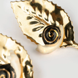 Porcelain Hazelnut Leaf & Snail Earrings