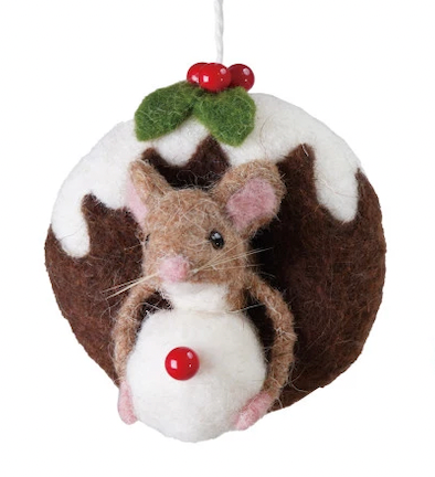 Felt Mouse on Doughnut Ornament