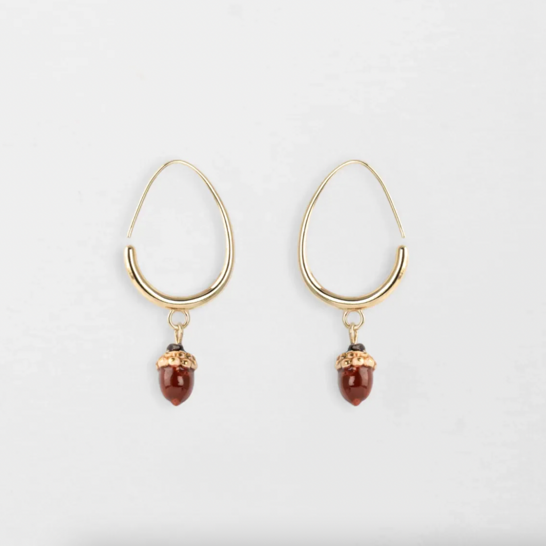 Porcelain Acorn Pendant Half-Moon Earrings