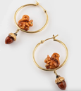 Porcelain Squirrel & Acorn Hoop Earrings
