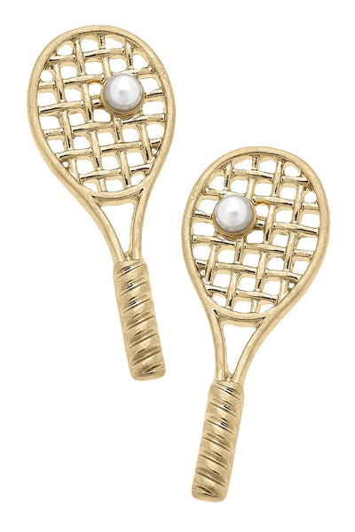 Pearl Tennis Racket Earrings