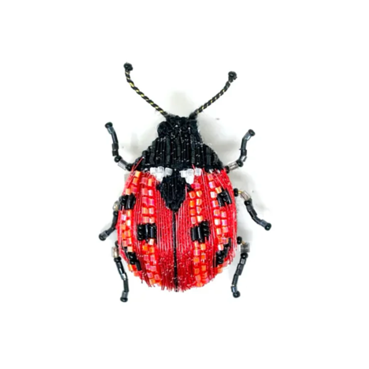 Lucky Lady Beetle Beaded Pin