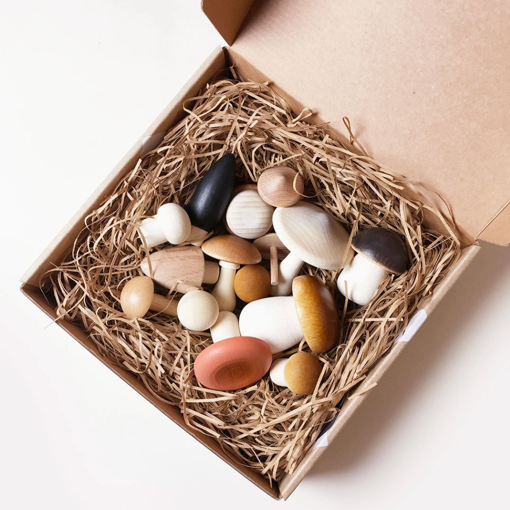Wooden Mushrooms Set