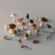 Wooden Mushrooms & Basket Set