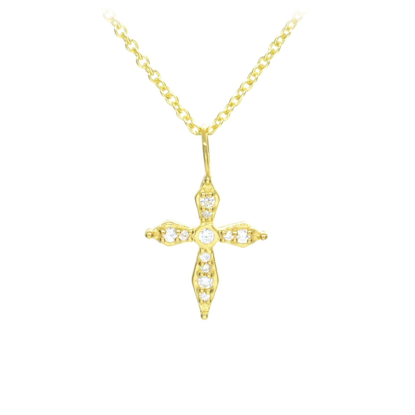 CZ Traditional Cross Pendant Necklace
