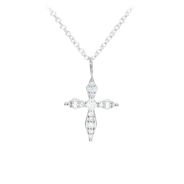 CZ Traditional Cross Pendant Necklace