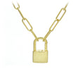 Pad Lock Oval Link Necklace