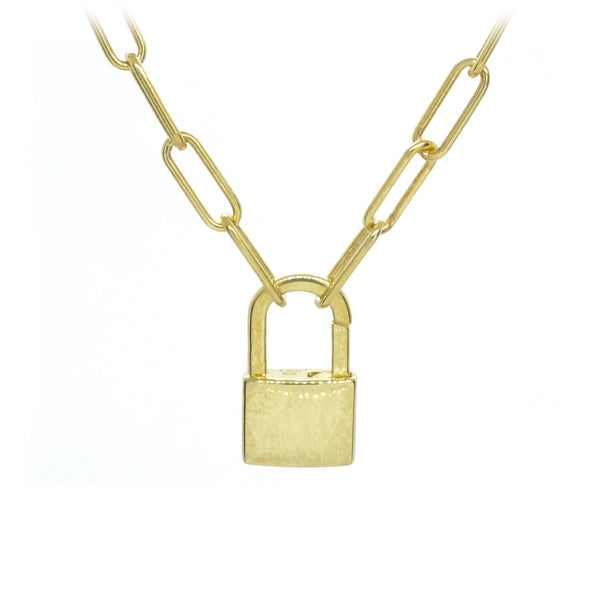 Pad Lock Oval Link Necklace