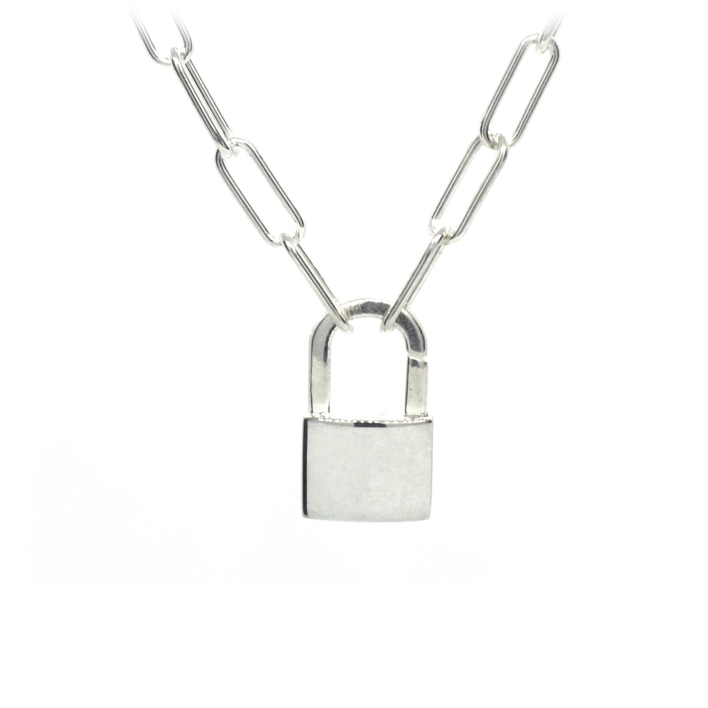 Pad Lock Oval Link Necklace