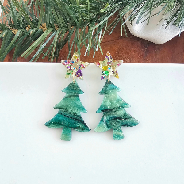 Star Christmas Tree Earrings