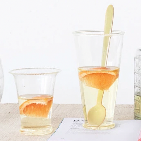 Hand-Blown Etched Drinking Glass