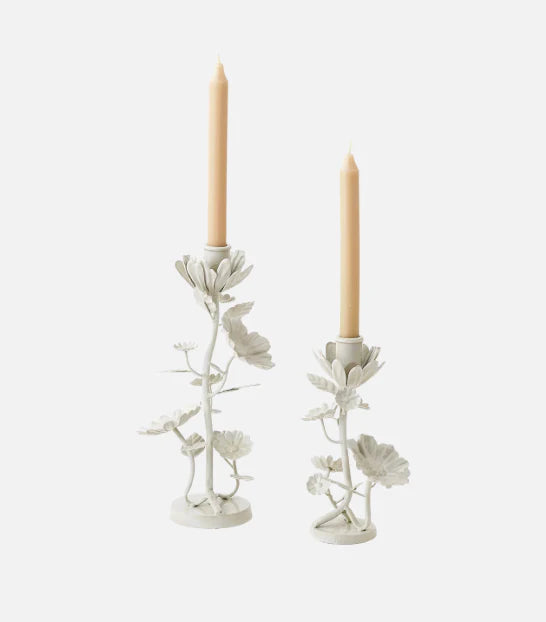 White Floral Metal Candleholder