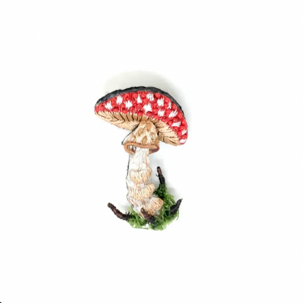 Fly Mushroom Beaded Pin