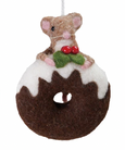 Felt Mouse on Doughnut Ornament
