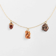 Porcelain Squirrel, Cone & Acorn Necklace