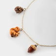Porcelain Squirrel, Cone & Acorn Necklace
