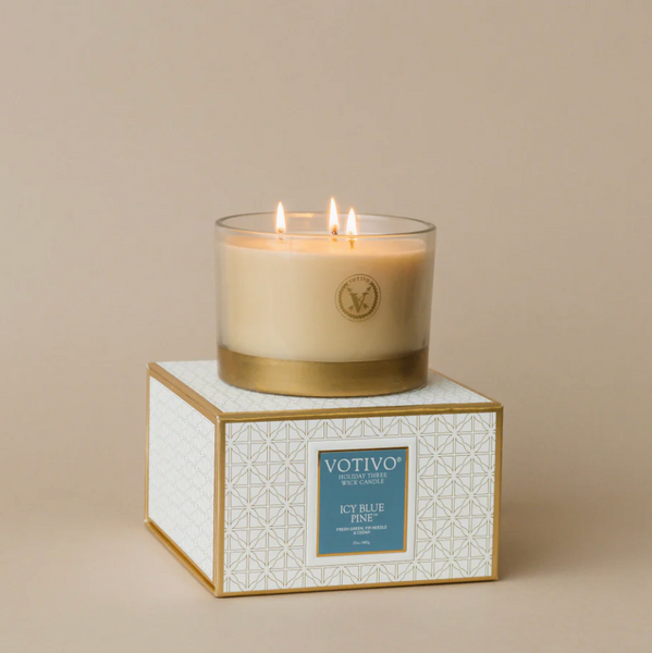 Icy Blue Pine 3 Wick Holiday Candle