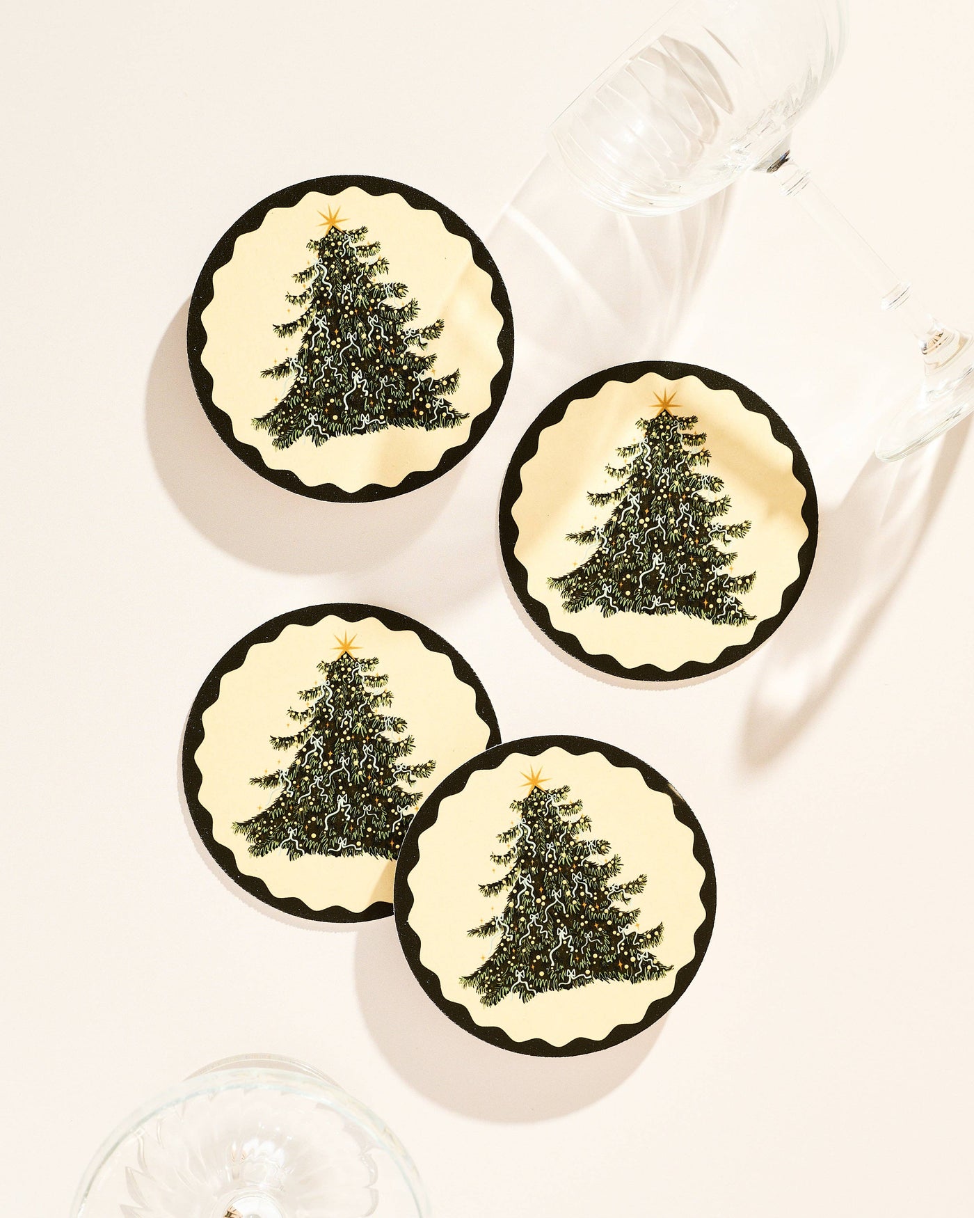 Classic Christmas Tree Coaster Set