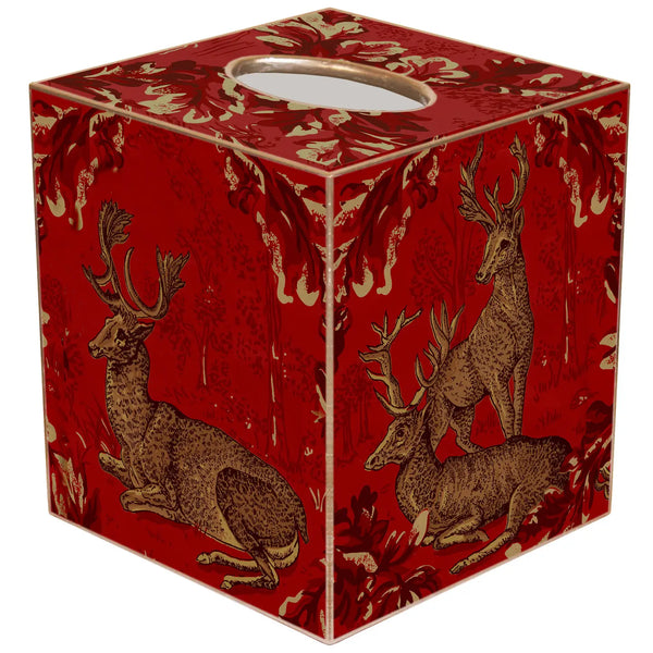 Woodland Deer Red Tissue Box Cover