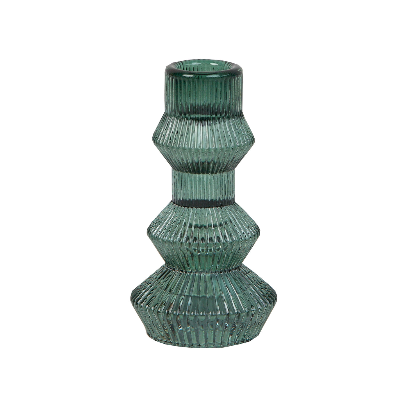 Ribbed Geometric Glass Candleholder