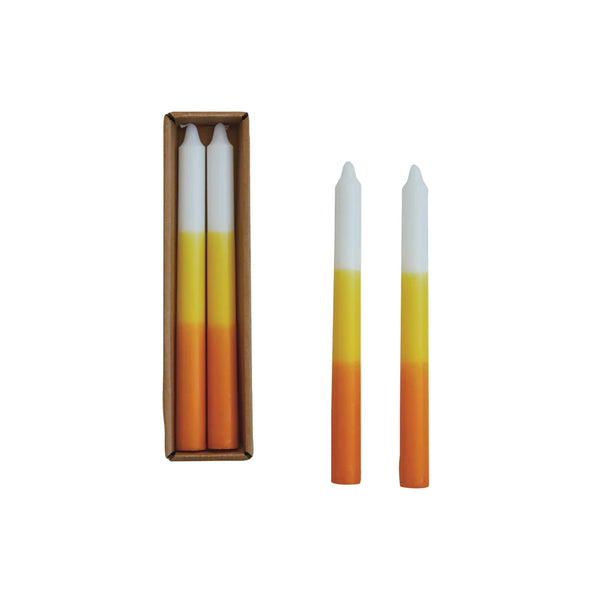 Candy Corn Stripe Taper Candle Set
