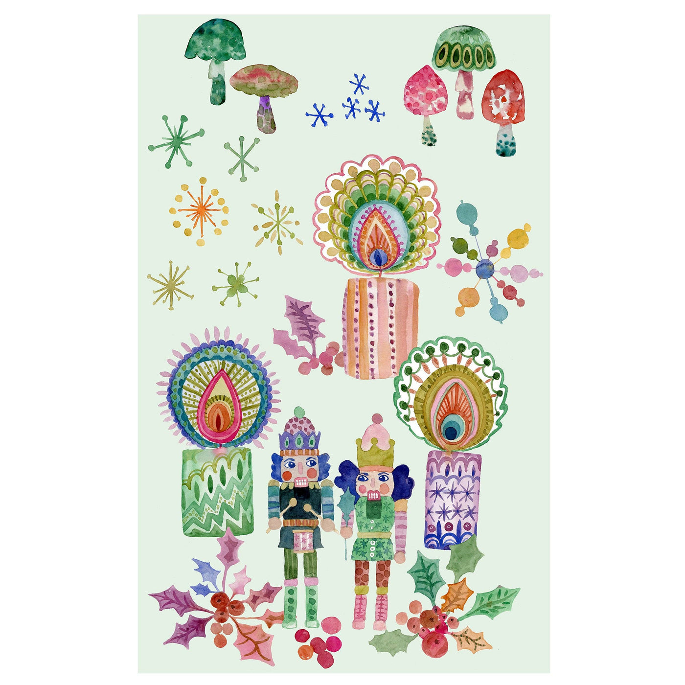 Blue Headed Nutcrackers Tea Towel