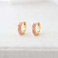 Pink Opal Huggie Earrings