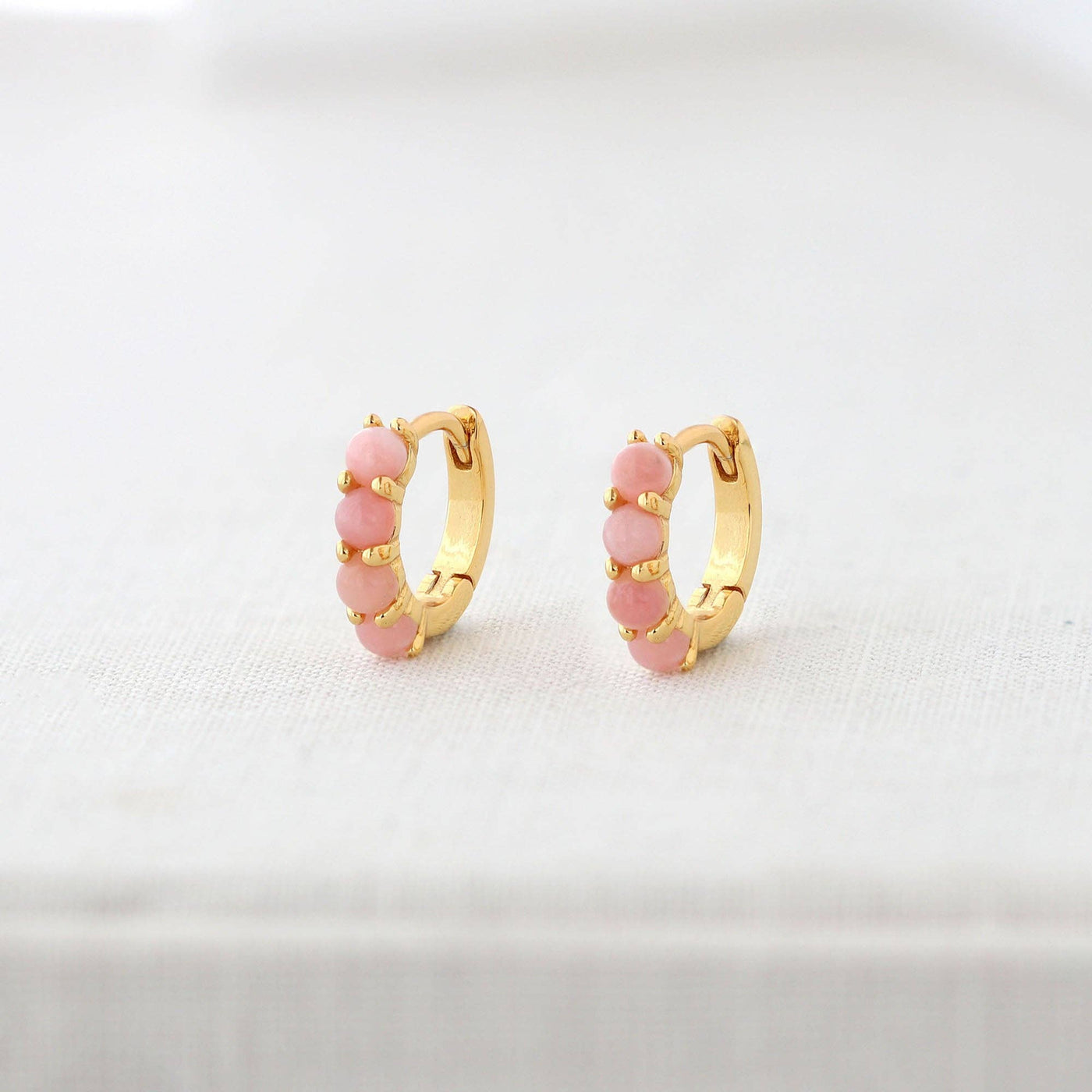 Pink Opal Huggie Earrings