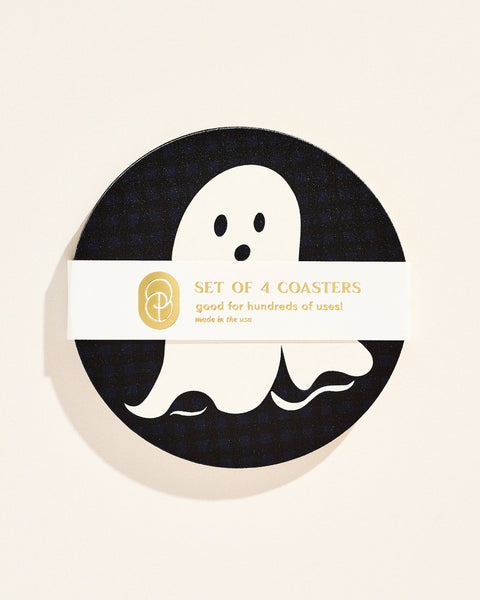 Spooky Ghost Halloween Coaster Set