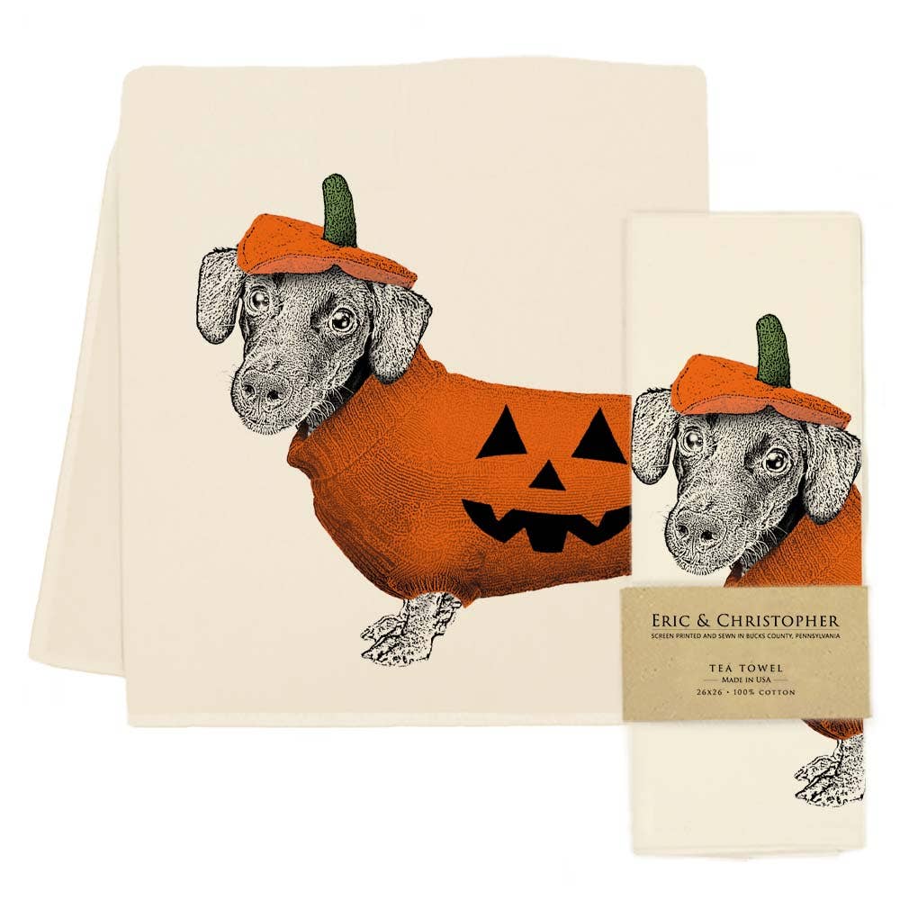 Halloween Dachshund Tea Towel