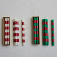 Striped Christmas Taper Candle Set