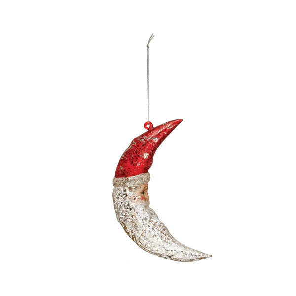 Santa Moon Mercury Glass Ornament