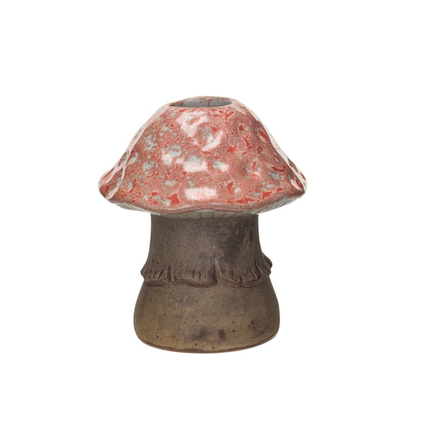 Stoneware Mushroom Taper Candleholder