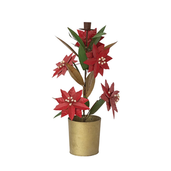 Poinsettia Metal Candleholder