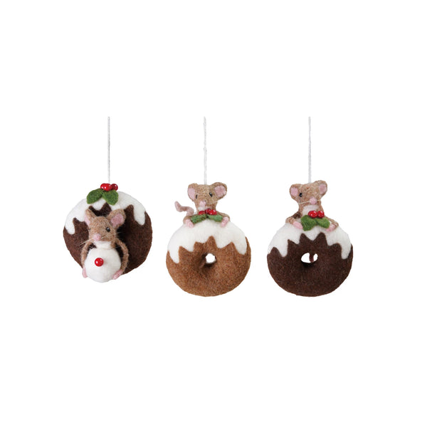 Felt Mouse on Doughnut Ornament