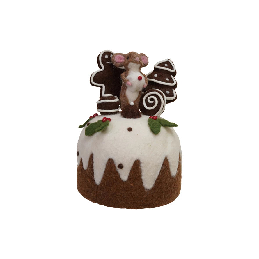 Felt Cake with Gingerbread Cookies & Mice