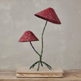 Red Paper Maché Mushroom with Footed Stand