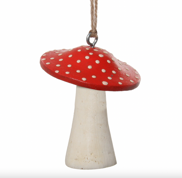 Hand-Painted Wooden Mushroom Ornament