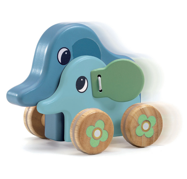 Wooden Elephant Musical Push Toy